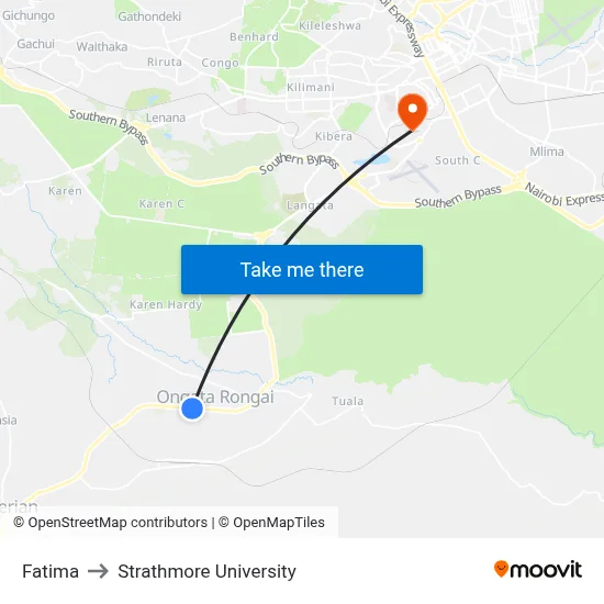 Fatima to Strathmore University map