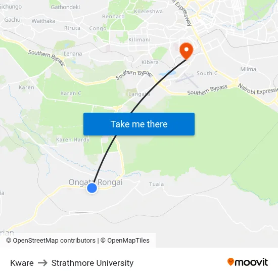 Kware to Strathmore University map