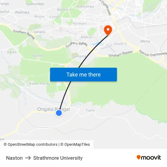 Naston to Strathmore University map