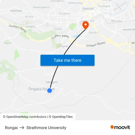 Rongai to Strathmore University map