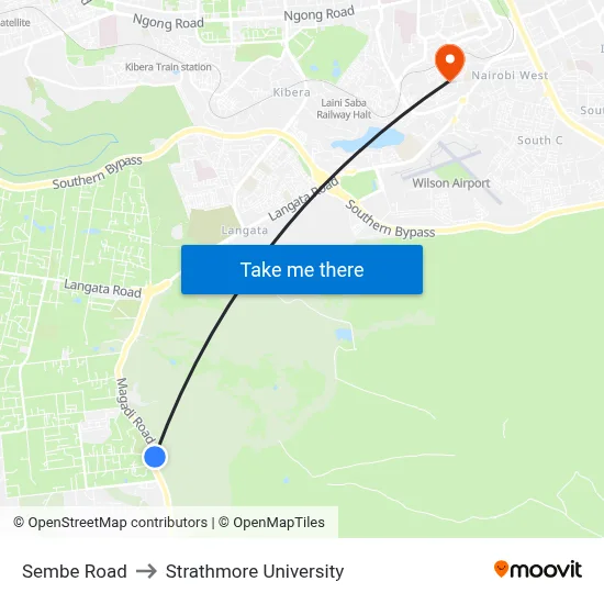 Sembe Road to Strathmore University map