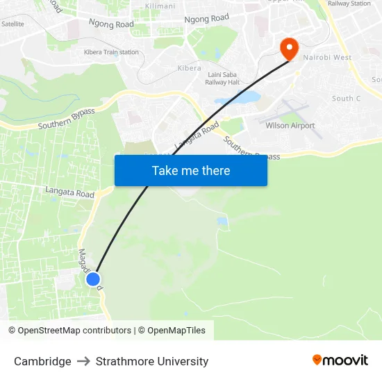 Cambridge to Strathmore University map