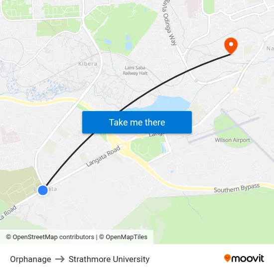 Orphanage to Strathmore University map