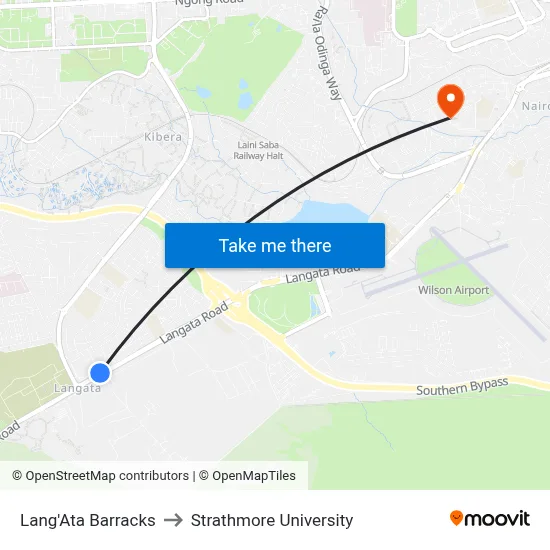 Lang'Ata Barracks to Strathmore University map