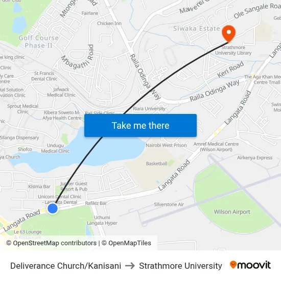 Deliverance Church/Kanisani to Strathmore University map