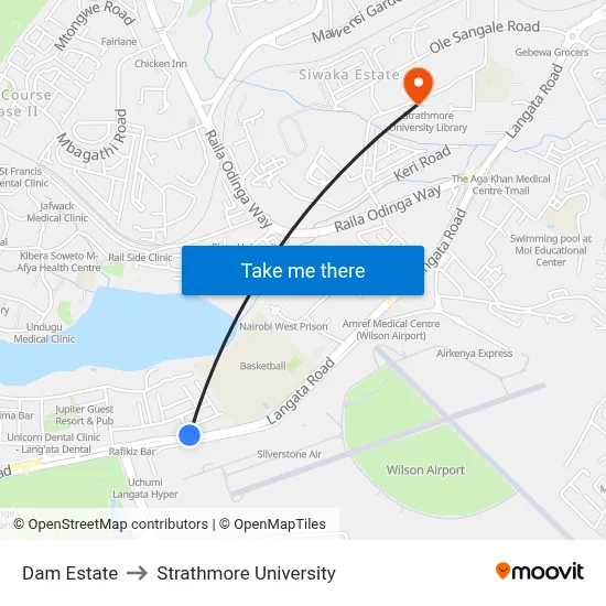 Dam Estate to Strathmore University map