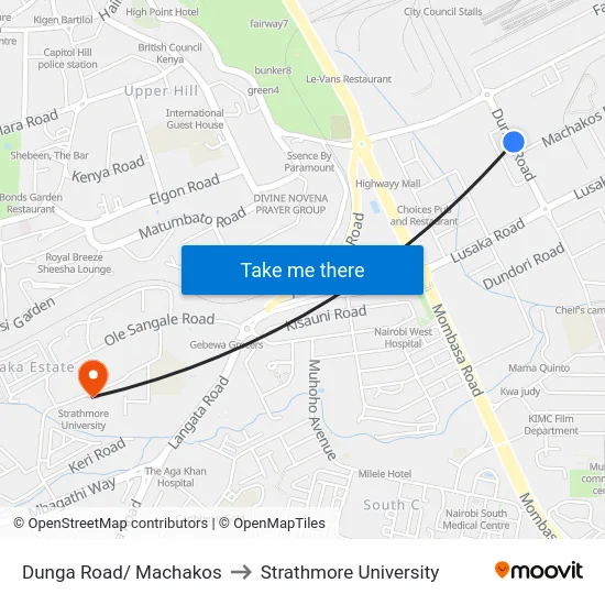 Dunga Road/ Machakos to Strathmore University map