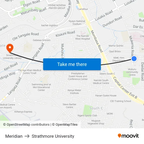 Meridian to Strathmore University map