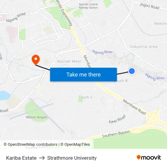 Kariba Estate to Strathmore University map