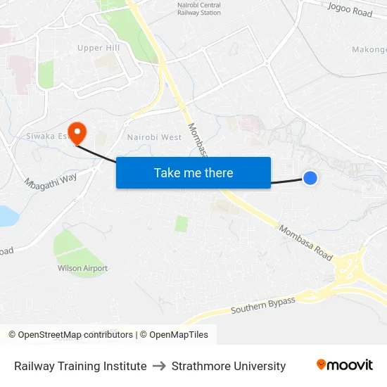 Railway Training Institute to Strathmore University map