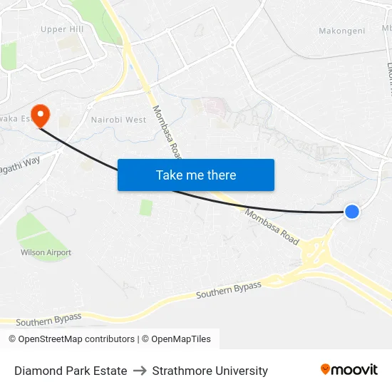 Diamond Park Estate to Strathmore University map