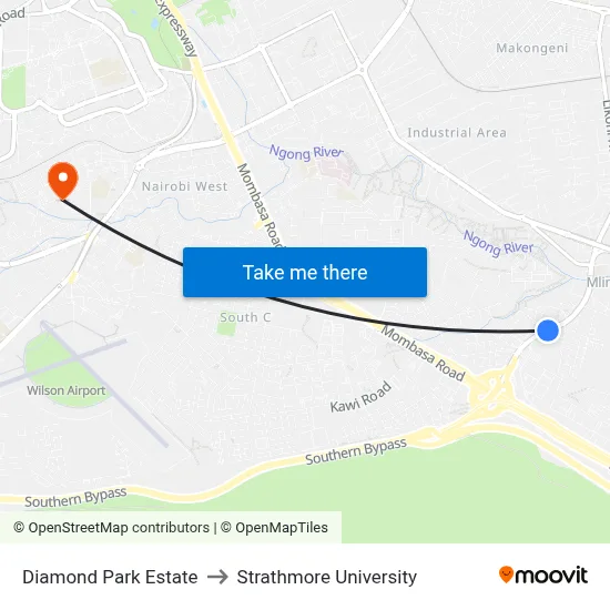 Diamond Park Estate to Strathmore University map