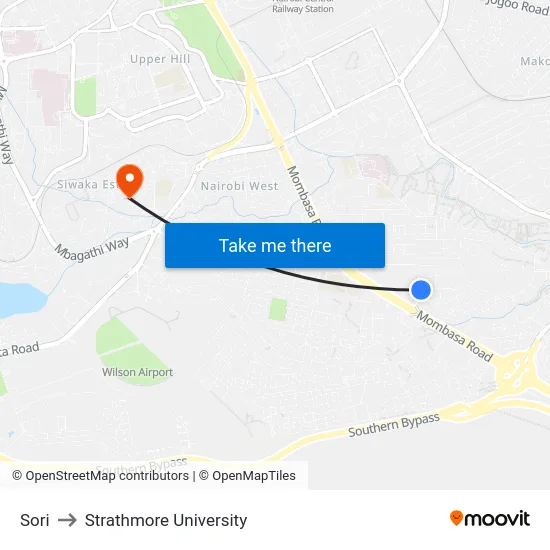 Sori to Strathmore University map