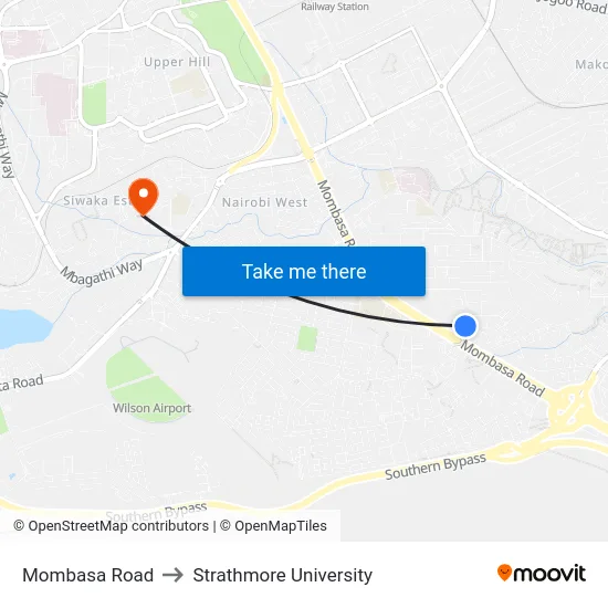 Mombasa Road to Strathmore University map