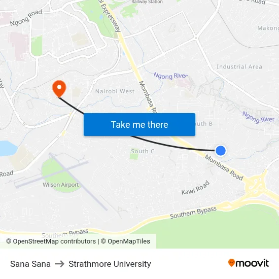 Sana Sana to Strathmore University map