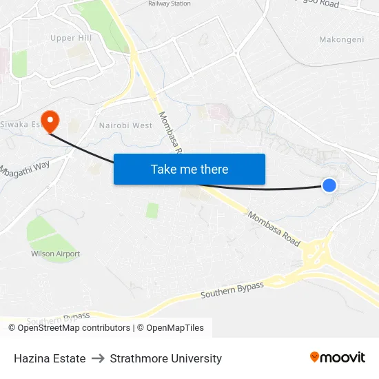 Hazina Estate to Strathmore University map
