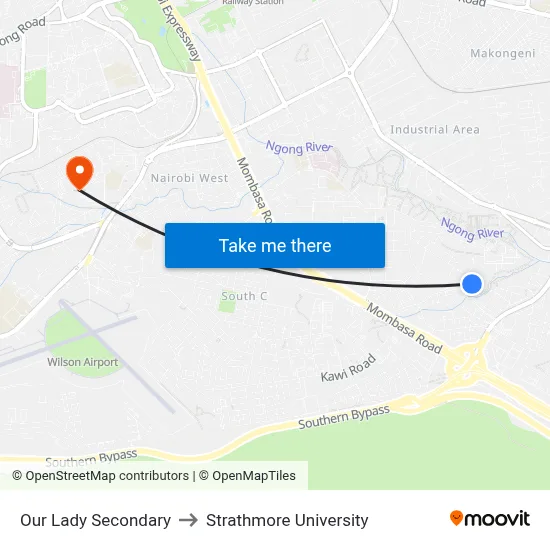 Our Lady Secondary to Strathmore University map