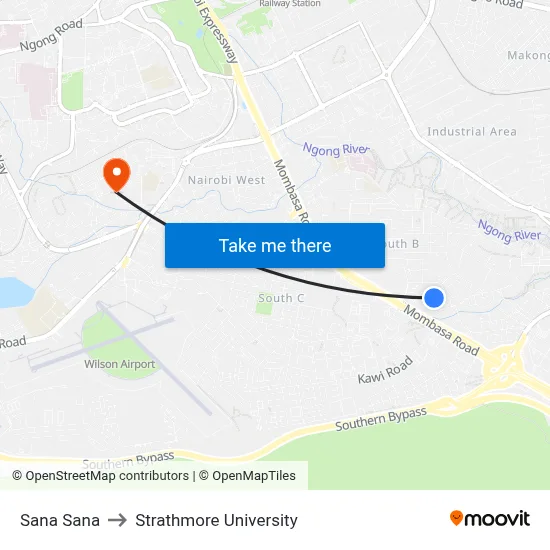 Sana Sana to Strathmore University map