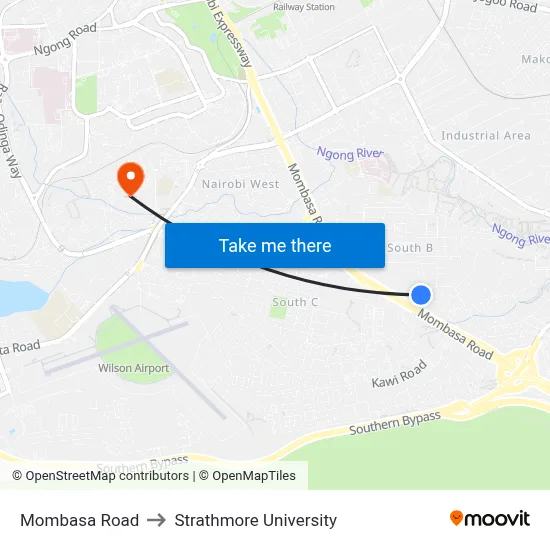 Mombasa Road to Strathmore University map
