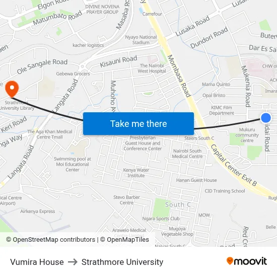 Vumira House to Strathmore University map