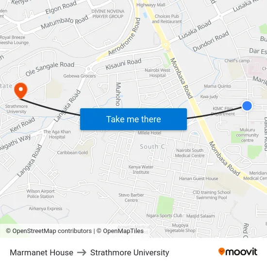 Marmanet House to Strathmore University map