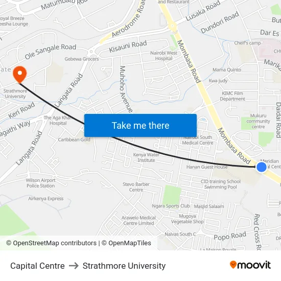 Capital Centre to Strathmore University map