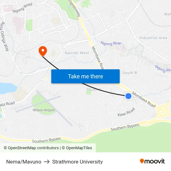 Nema/Mavuno to Strathmore University map