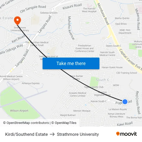 Kirdi/Southend Estate to Strathmore University map