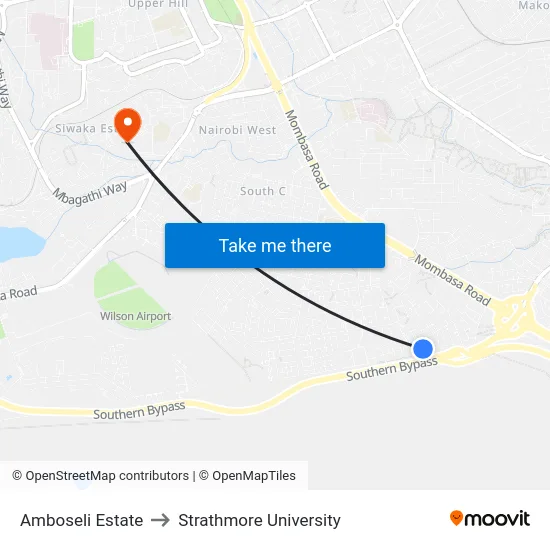 Amboseli Estate to Strathmore University map