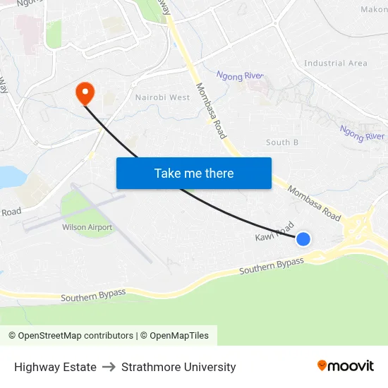 Highway Estate to Strathmore University map