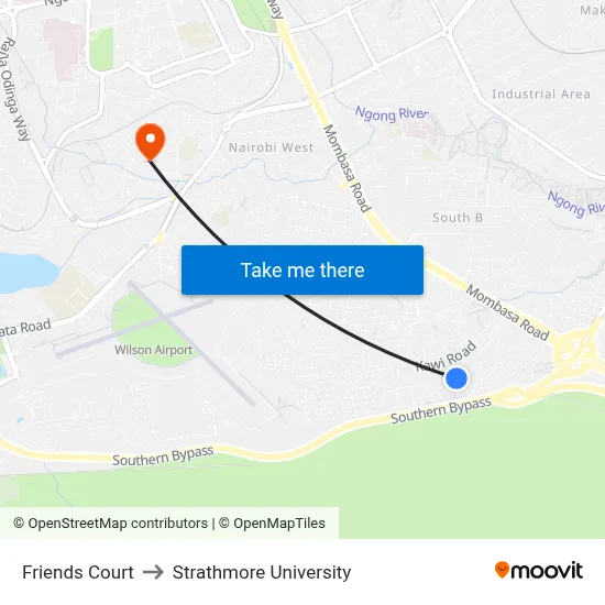 Friends Court to Strathmore University map