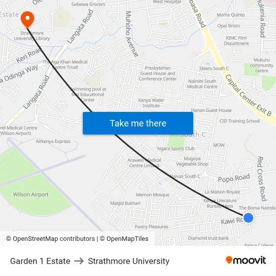 Garden 1 Estate to Strathmore University map