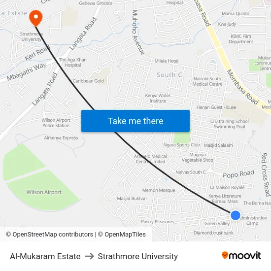 Al-Mukaram Estate to Strathmore University map