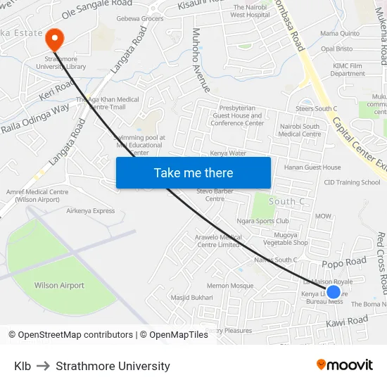 Klb to Strathmore University map