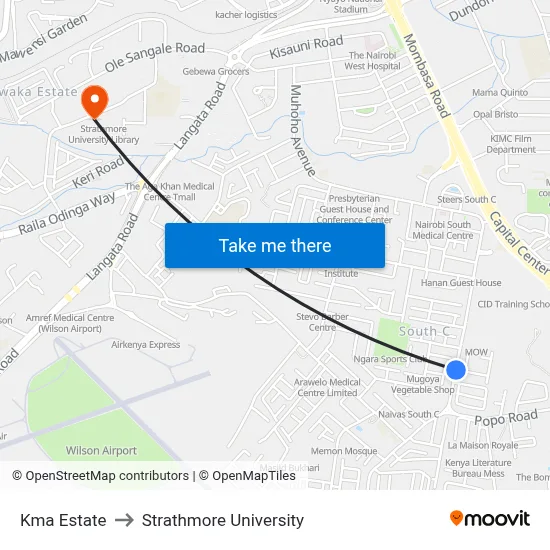 Kma Estate to Strathmore University map