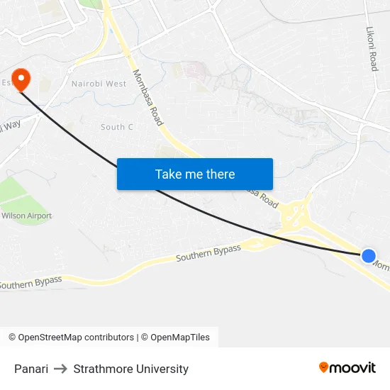 Panari to Strathmore University map