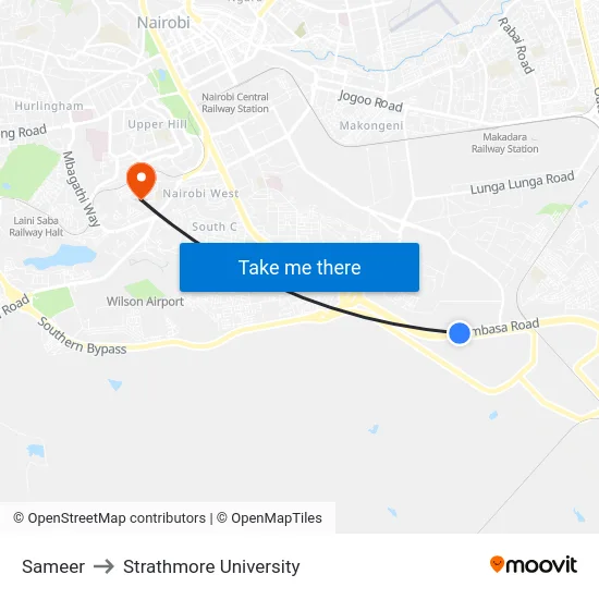 Sameer to Strathmore University map