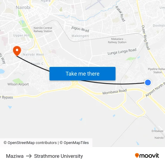 Maziwa to Strathmore University map