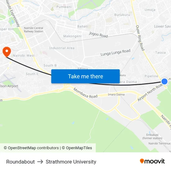 Roundabout to Strathmore University map