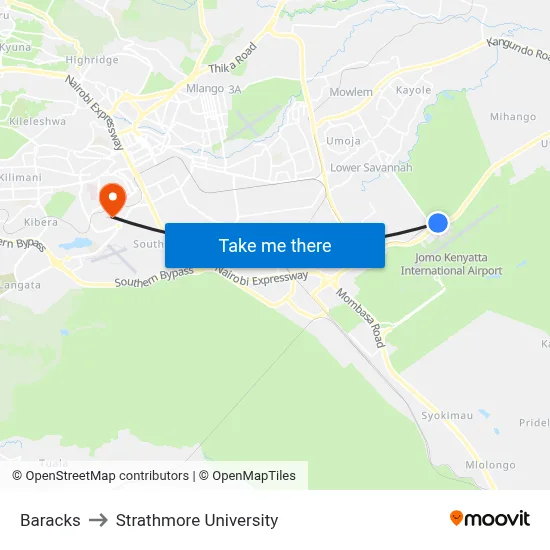 Baracks to Strathmore University map