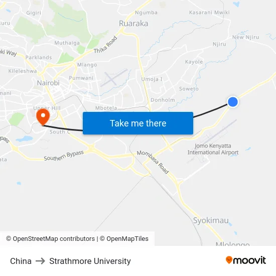 China to Strathmore University map