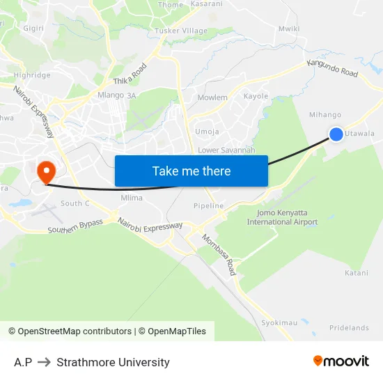 A.P to Strathmore University map