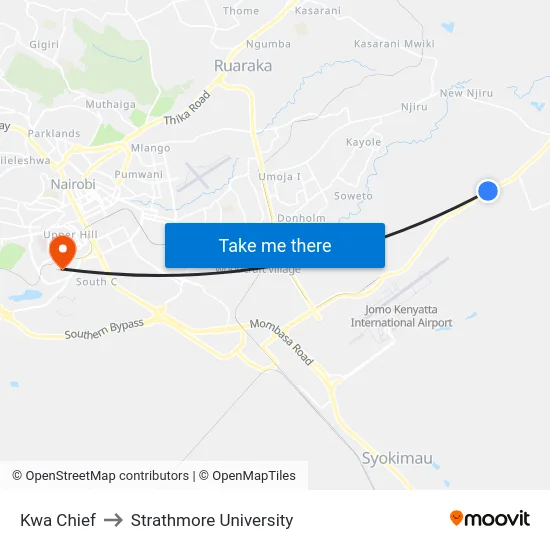 Kwa Chief to Strathmore University map