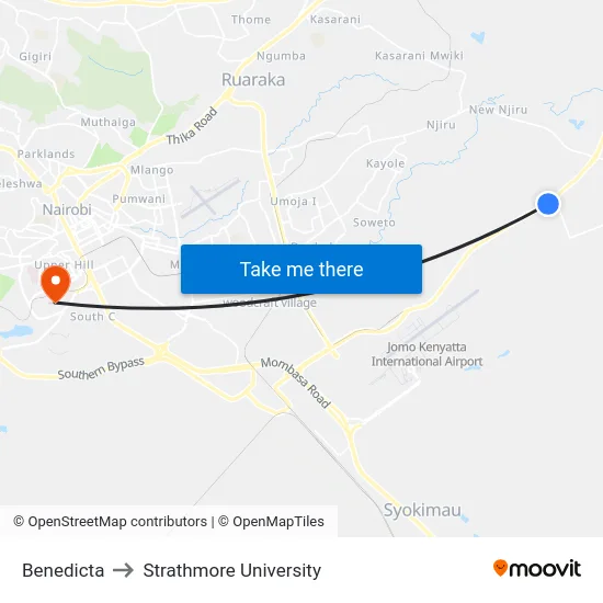 Benedicta to Strathmore University map