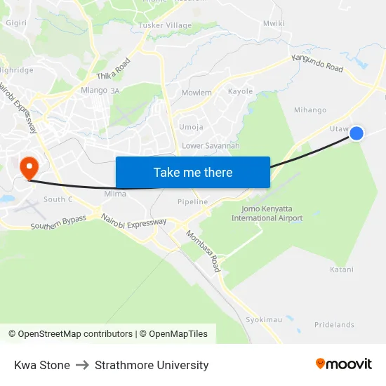 Kwa Stone to Strathmore University map
