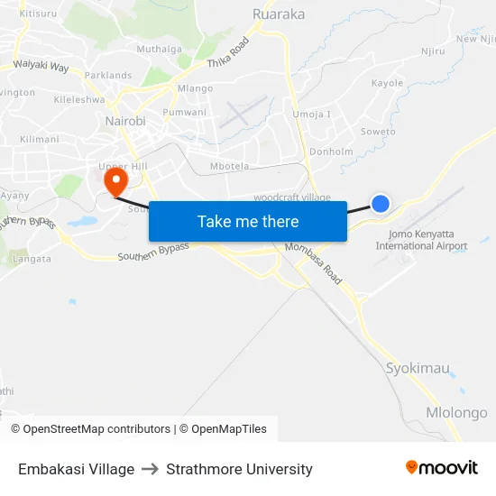 Embakasi Village to Strathmore University map
