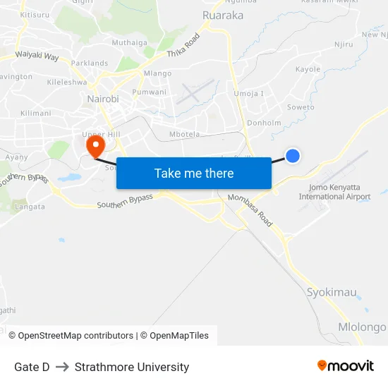 Gate D to Strathmore University map