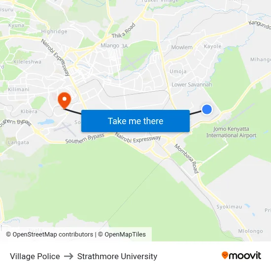 Village Police to Strathmore University map