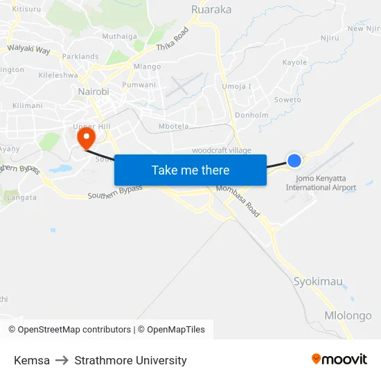 Kemsa to Strathmore University map