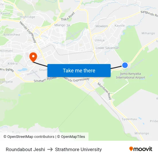 Roundabout Jeshi to Strathmore University map